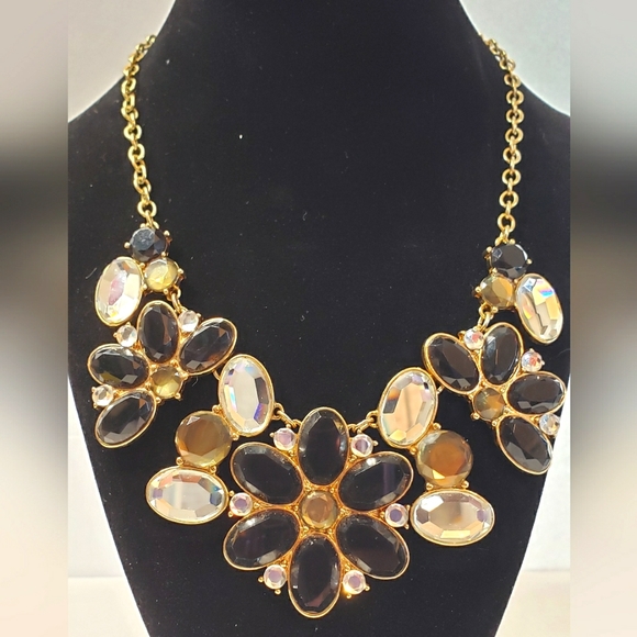 Kate Spade Black/Green/Clear Rhinestone Statement Necklace Goldtone - Picture 3 of 11